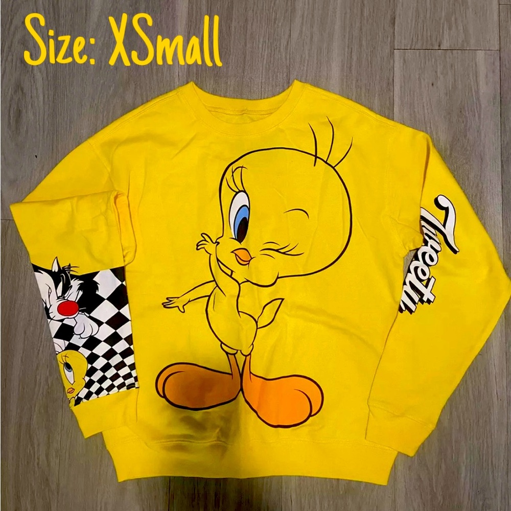 Looney Tunes Tweety & Sylvester Sweatshirt Yellow XS NWT